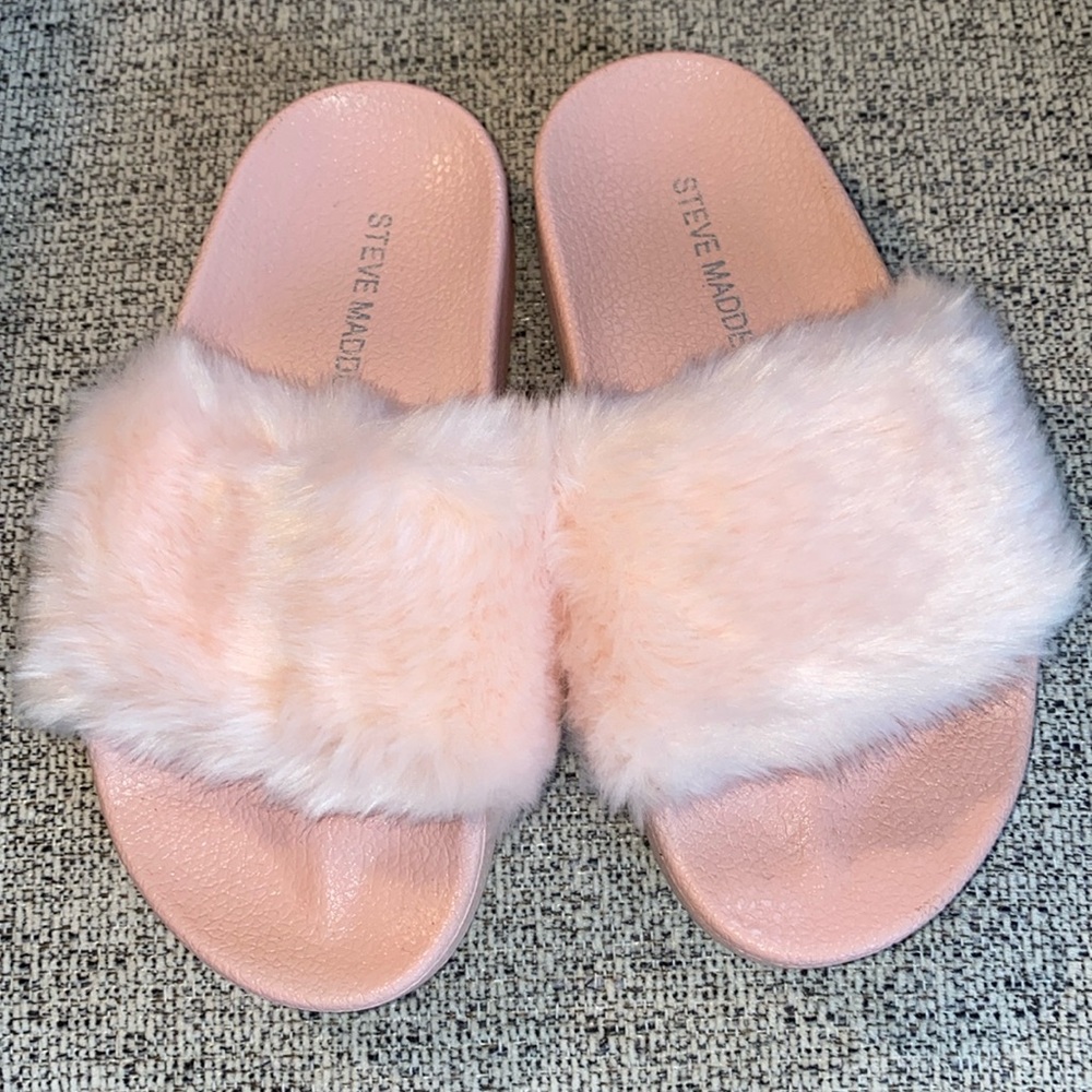 Steve Madden Pink Fur Slides
